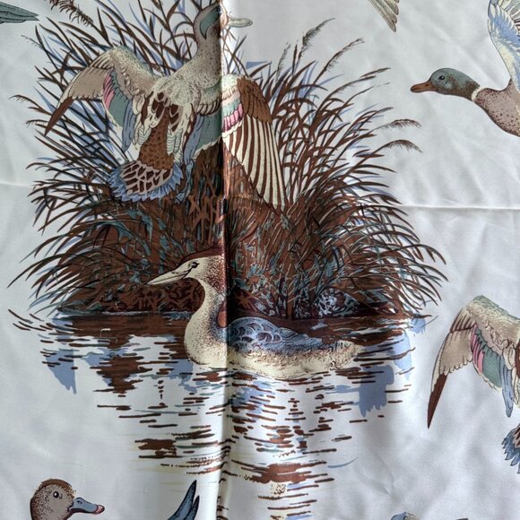 Silk Scarf Birds in france Womens One Size Timeless Brown Cream - Picture 2 of 4